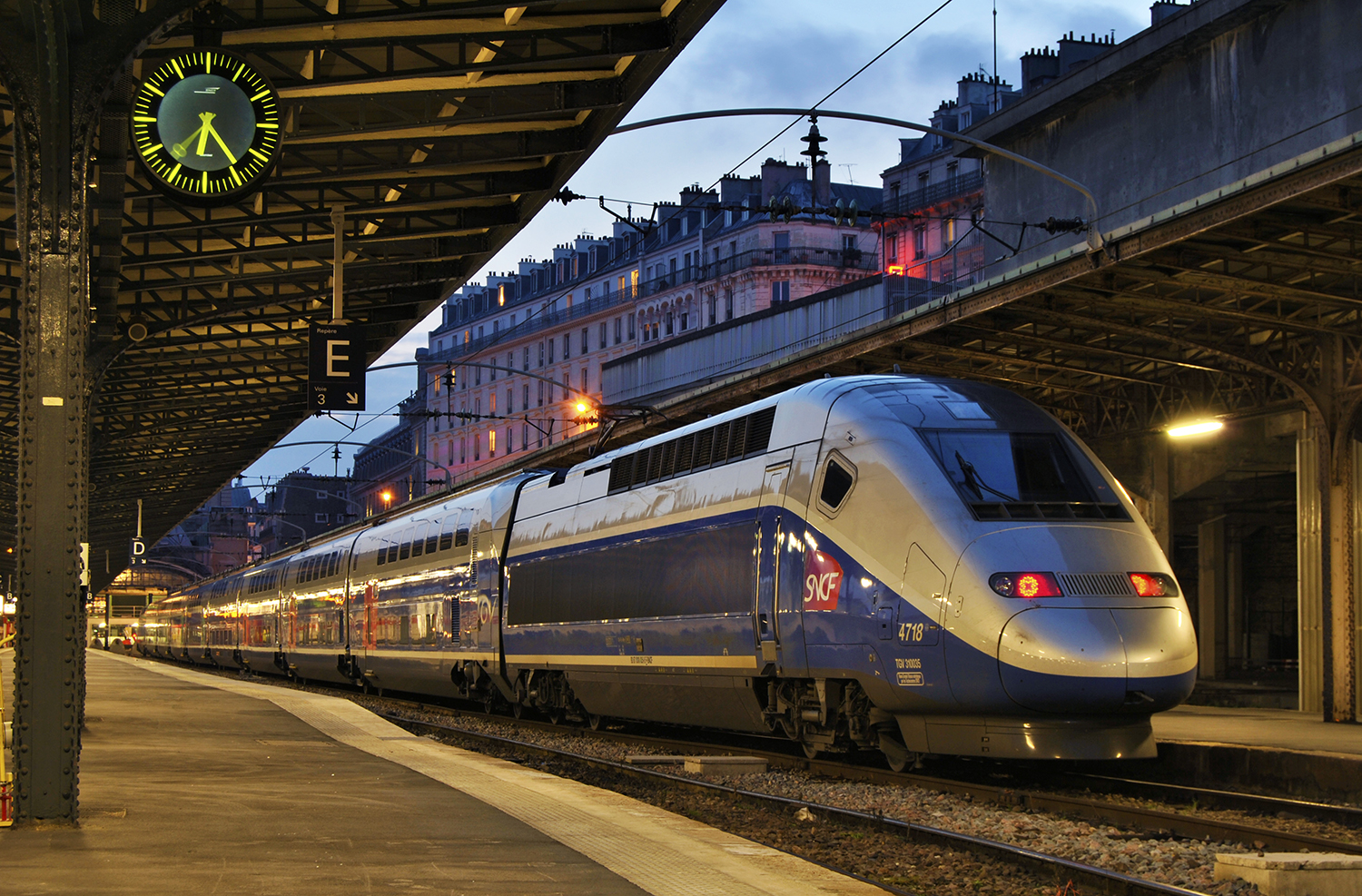 image of a TGV train in france at dusk